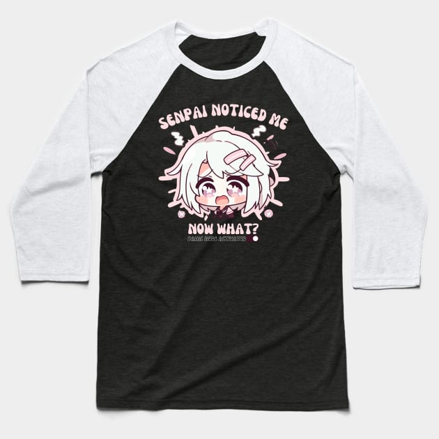 Senpai Noticed Cute Design Baseball T-Shirt by BrushedbyRain